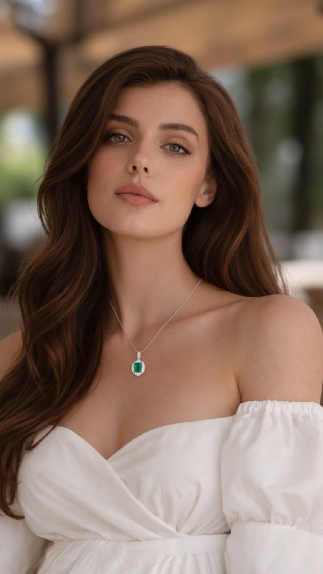 Dije Plata Ley 925 con Rodio y Zirconia AAA Color Verde Esmeralda y Blanco