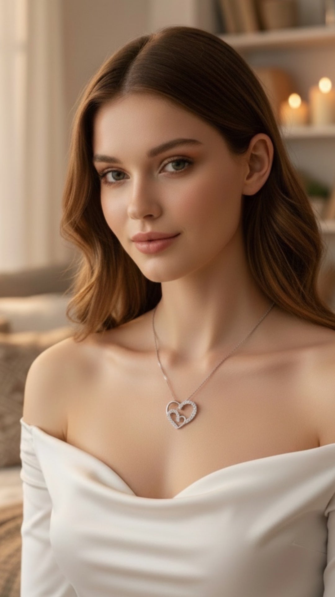 Dije Doble Corazón Entrelazado Pavé de Zirconias Plata .925