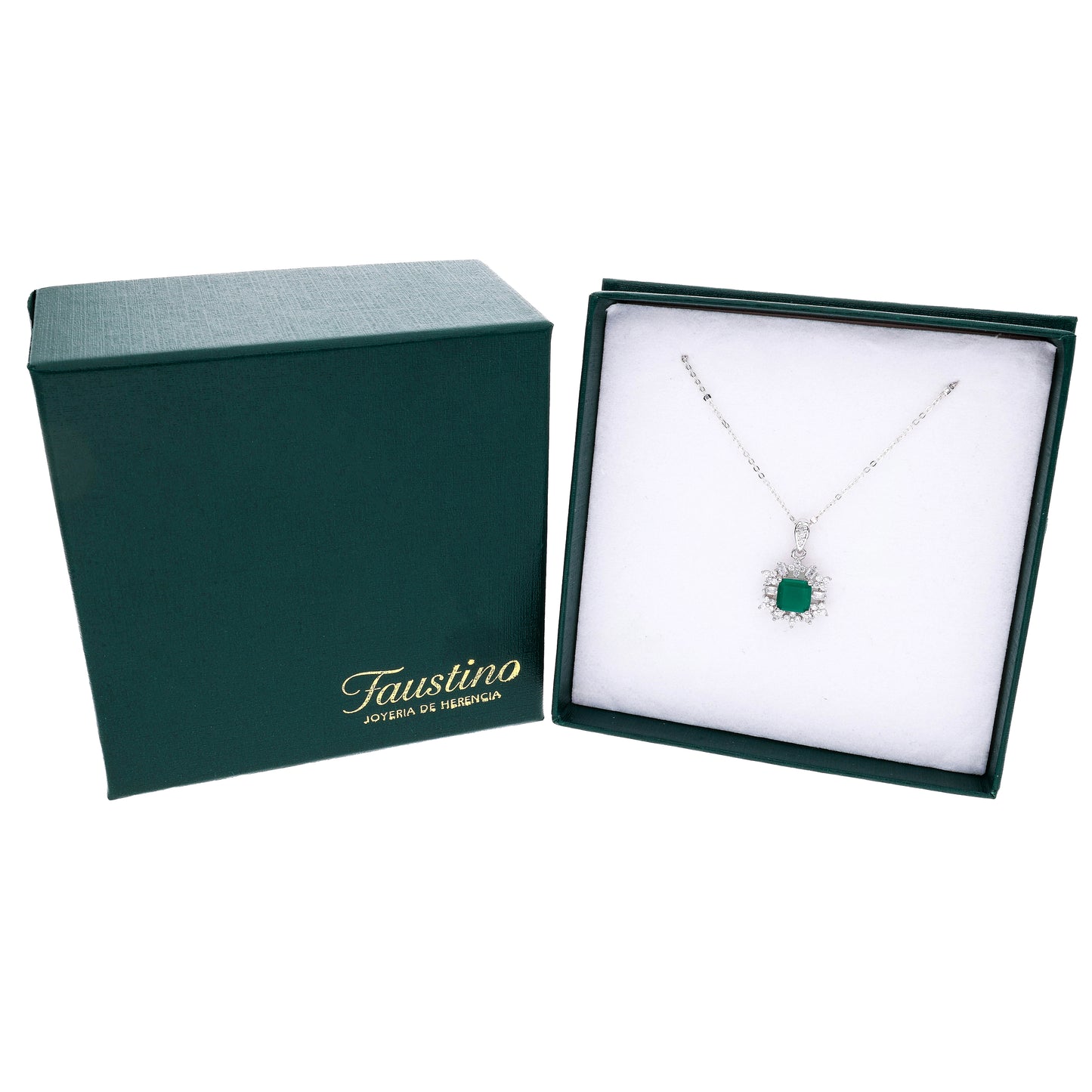 Dije Plata Ley 925 con Rodio y Zirconia AAA Color Verde Esmeralda y Blanco