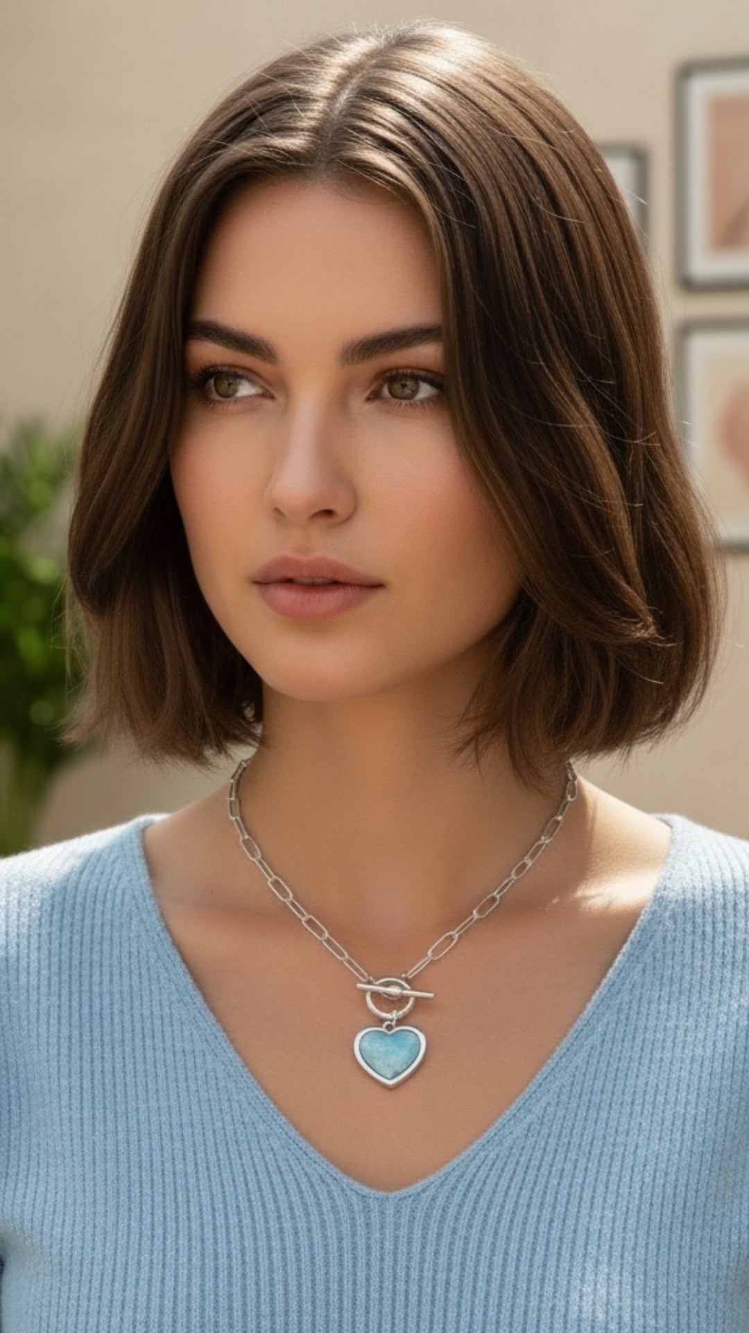 Collar Corazón de Larimar en Plata.925
