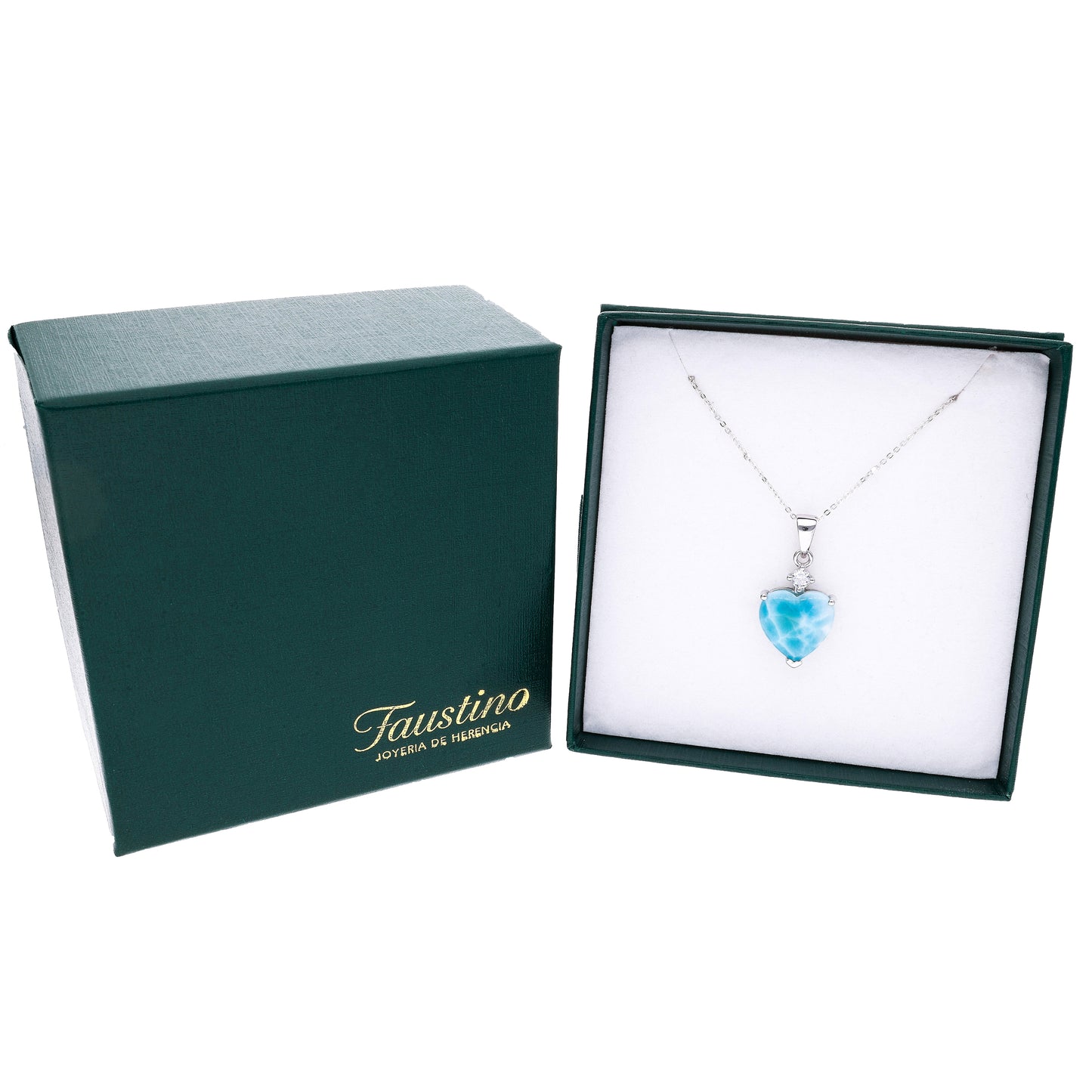 Dije Corazón con Detalle Floral Larimar Plata.925