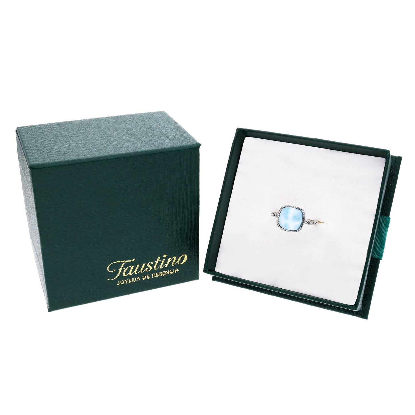 Anillo Larimar con Bisel en Plata.925