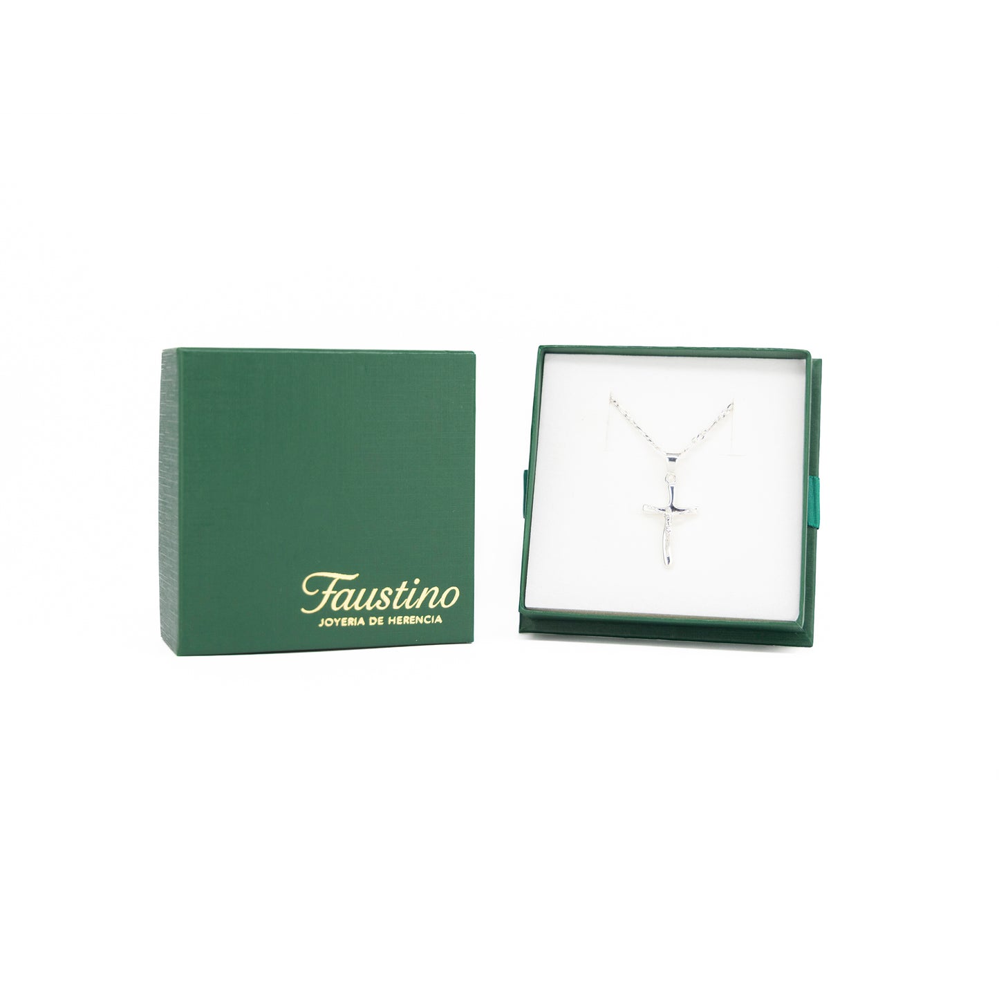 Set de Dije y Cadena de Plata ley .925 - Crucifijo Tradicional con Cadena Fígaro .925