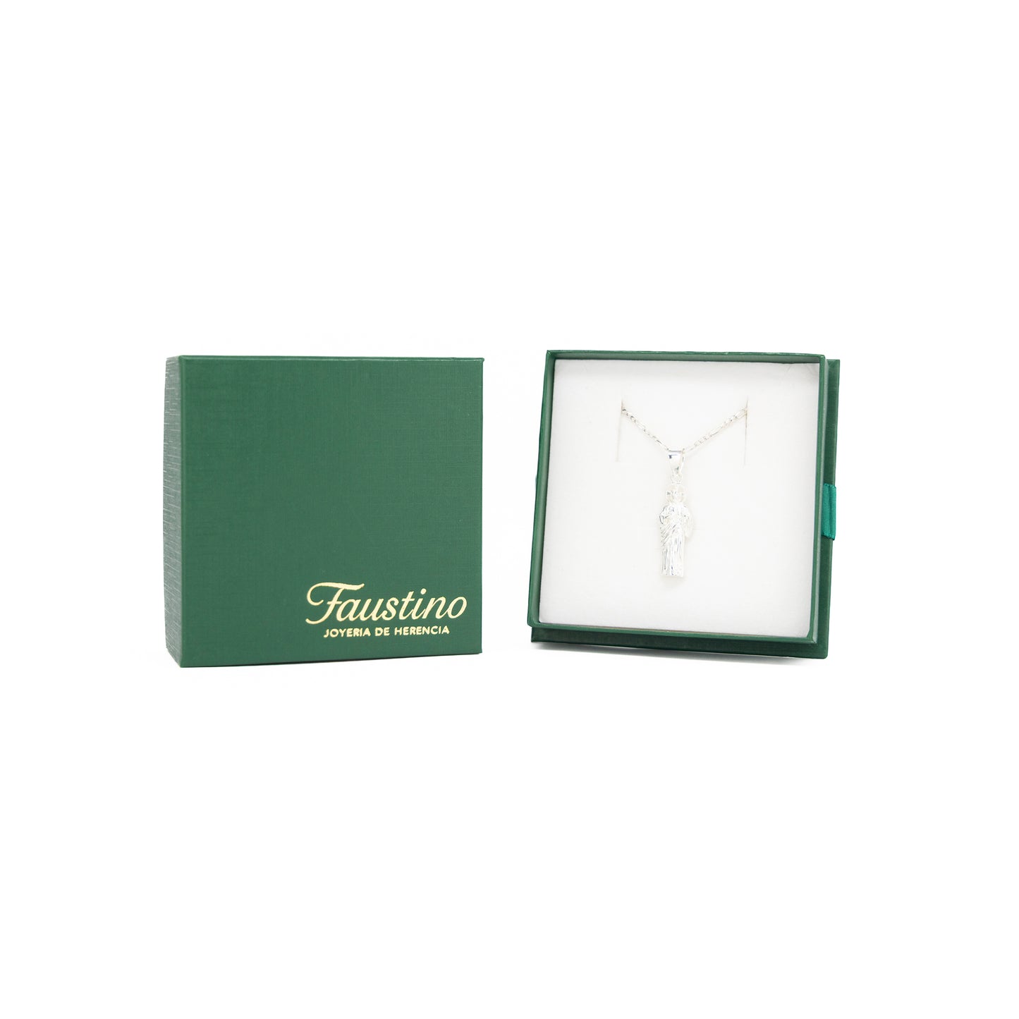 Set de Dije y Cadena de Plata - San Judas Tadeo Imponente con Cadena Fígaro .925