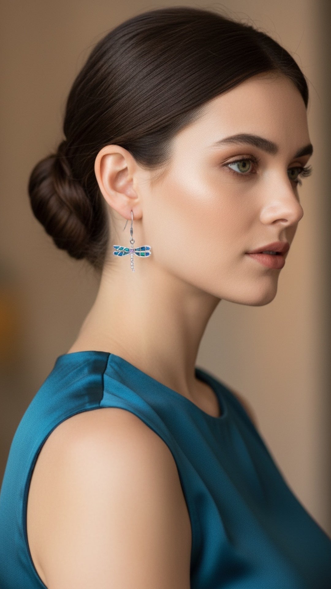Aretes Libélula con Ópalo Azul y Zirconia Lila — Plata Esterlina .925