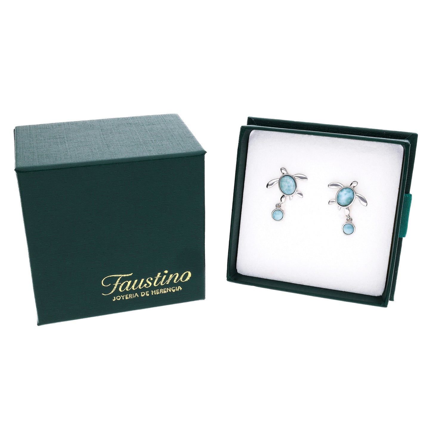Aretes Tortuga de Larimar en Plata.925