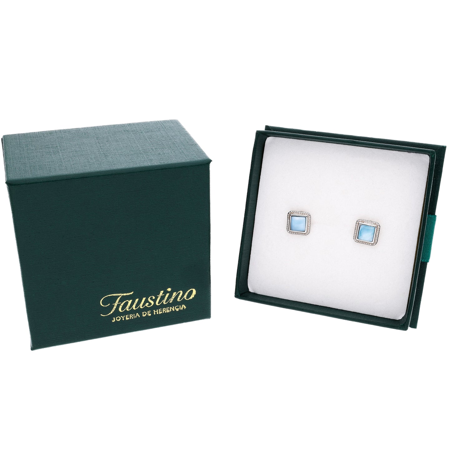 Aretes Cuadrados de Larimar en Plata.925