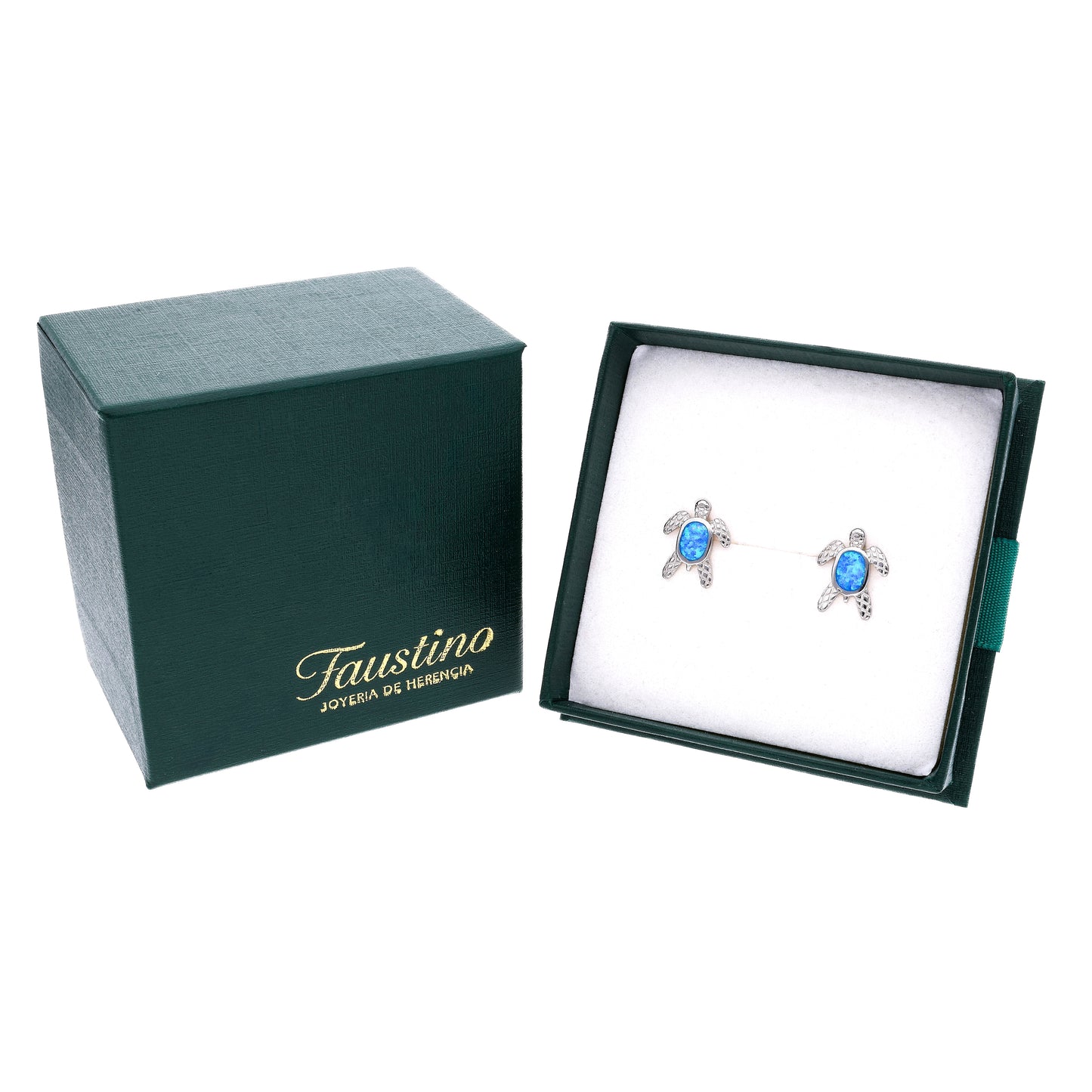 Aretes Tortuga Detallada de Ópalo en Plata.925