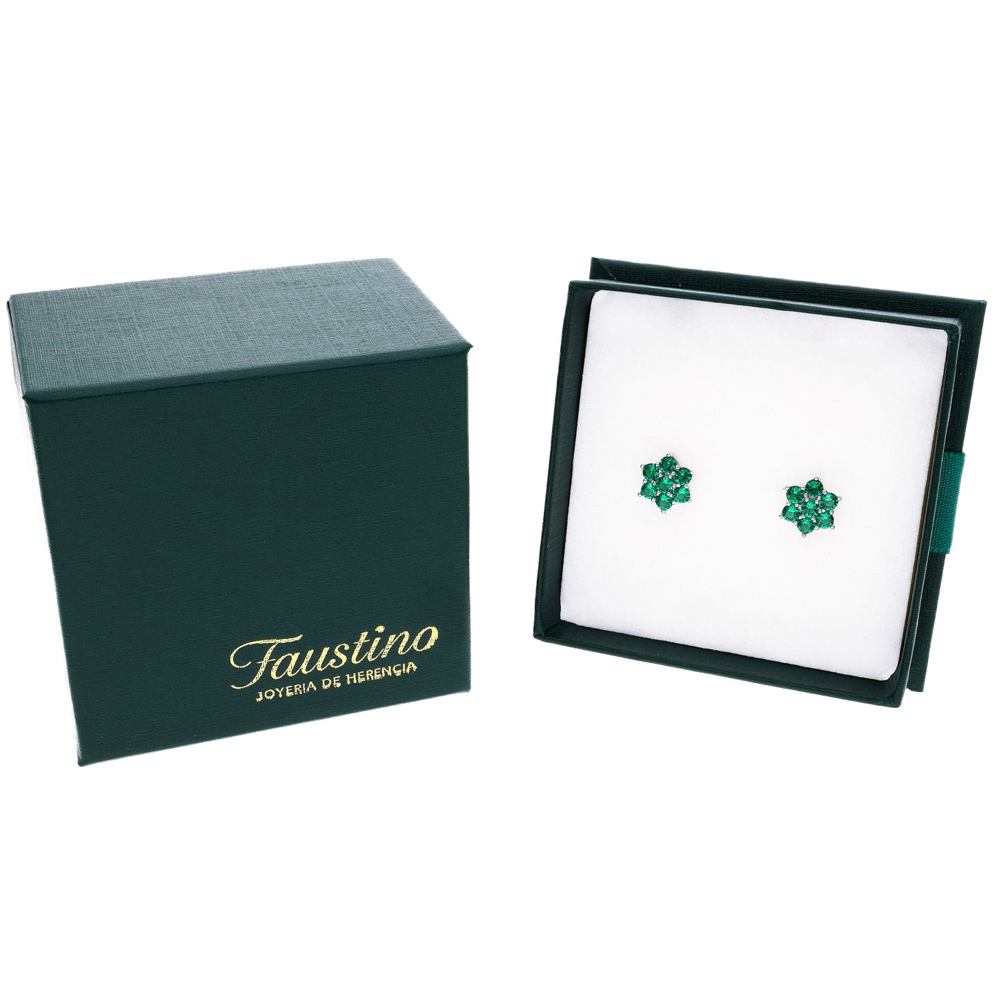 BROQUEL EN PLATA LEY .925, CON RODIO , ZIRCONIA AAA VERDE ESMERALDA Y BLANCO