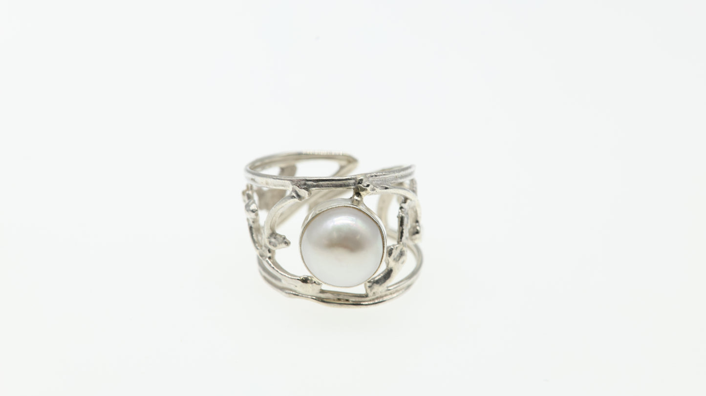 Anillo Plata 950 Barroco con Madre Perla Diseño 1