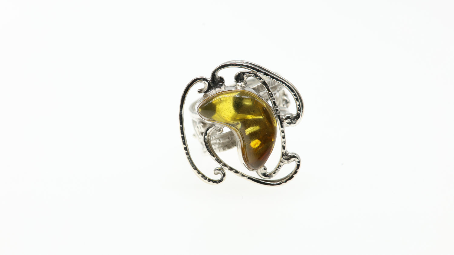 Anillo Plata 950 con Ámbar Estilo Exclusivo Mayoreo Menudeo