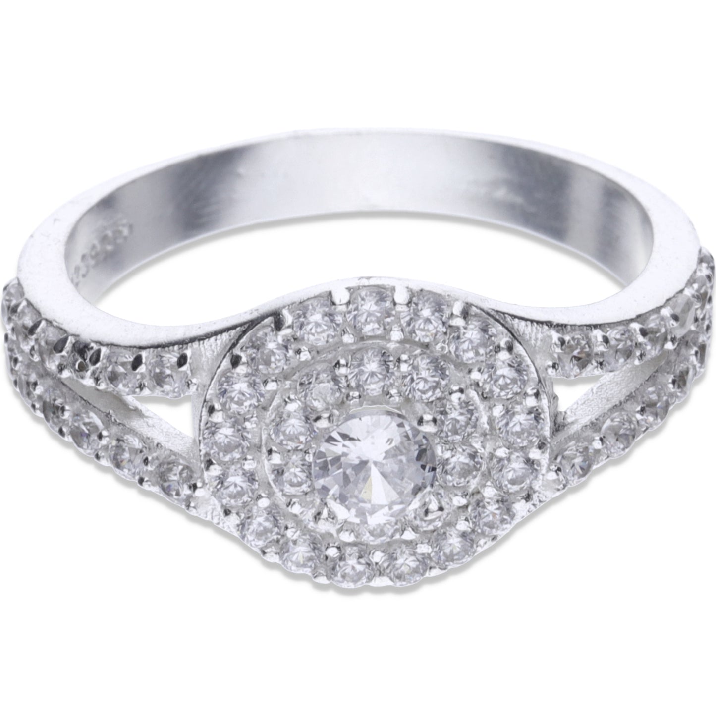 Anillo Plata .925 con Topacio Blanco Redondo Talla 6, 7, 8, 9 AF0009 - Joyería Elegante