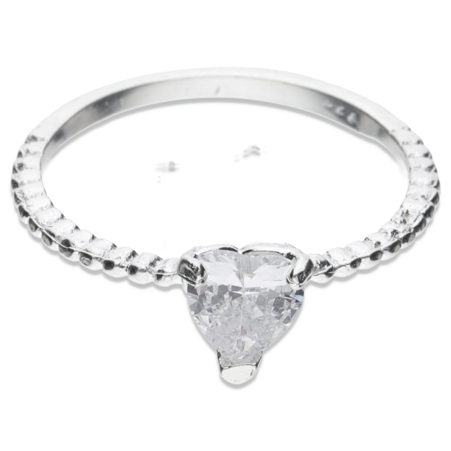 Anillo Plata .925 con Topacio Blanco en Forma de Corazón Mod.22 Talla 6, 7, 8, 9 AJAD003 - Joyería Elegante