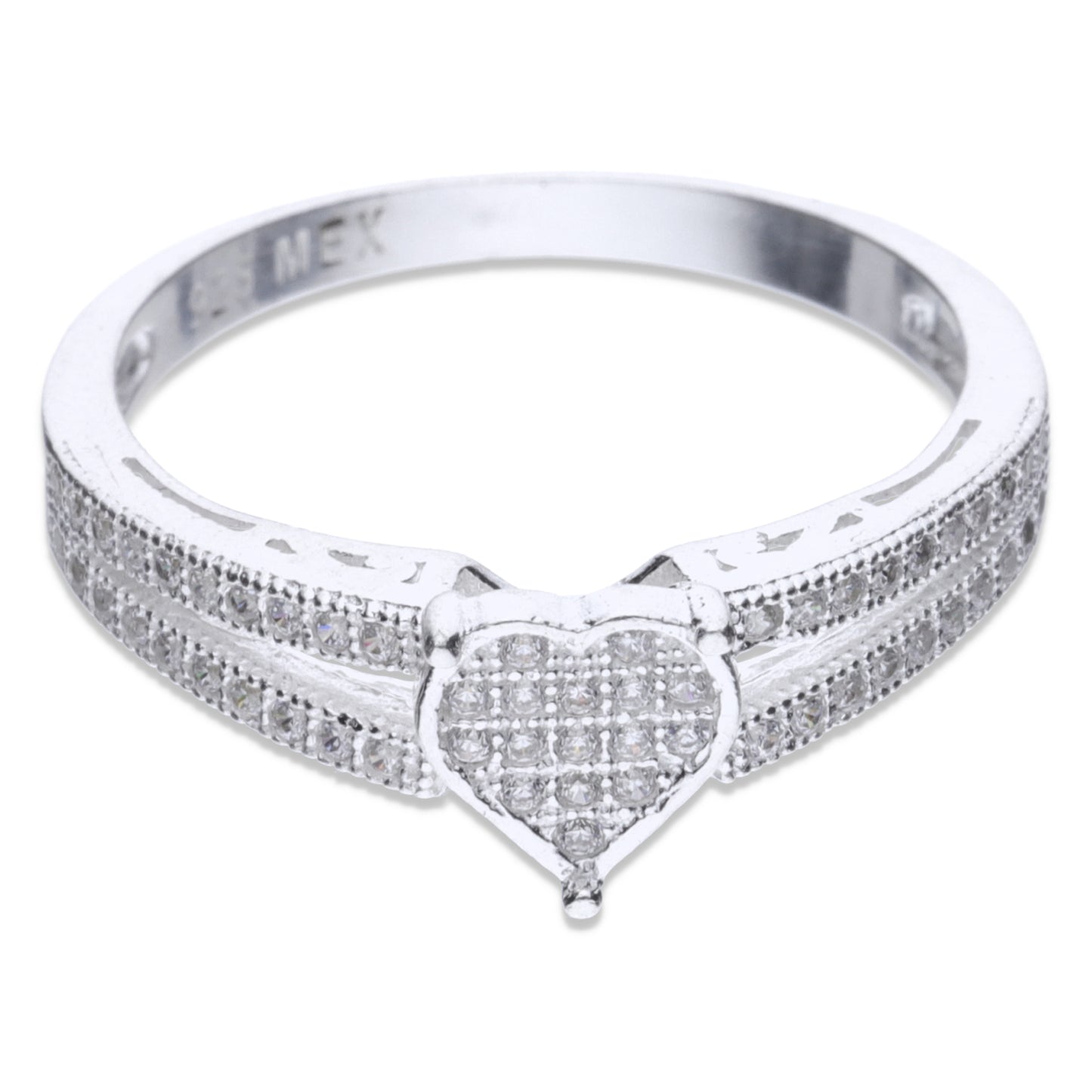 Anillo Plata .925 con Topacio Blanco en Forma de Corazón Talla 6, 7, 8, 9 ARA007 - Joyería Elegante