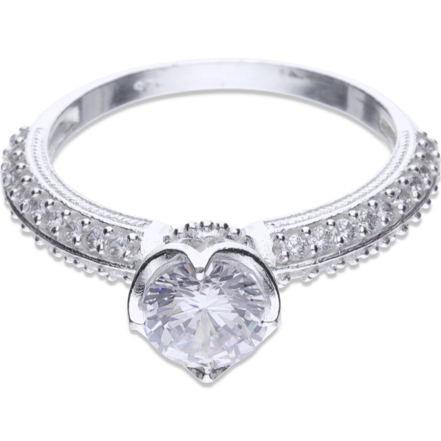 Anillo Plata .925 con Topacio Blanco Redondo Mod 24 Talla 6, 7, 8, 9 ARAD020 - Joyería Elegante