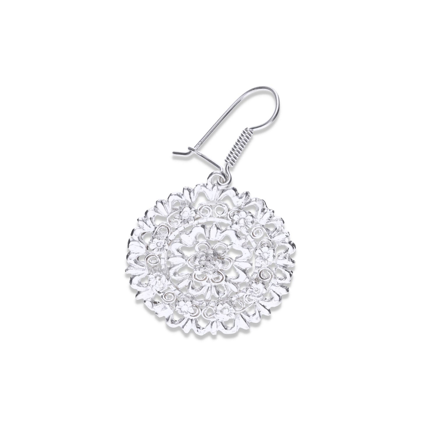 Aretes Plata .925 de Aro Abierto Diseño Floreado 17.5 Gramos - Joyería Elegante