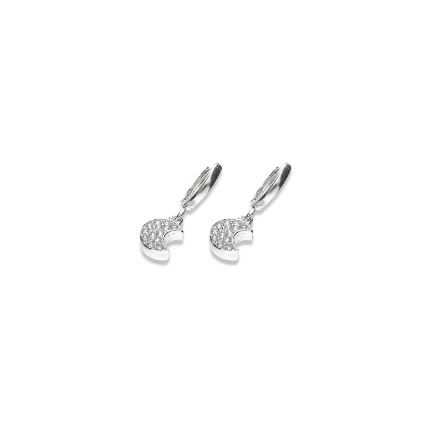 Huggies de Plata .925 con Diseño de Luna con Cristales Premium 2.6 Gramos - Joyería Elegancia Lunar Suprema