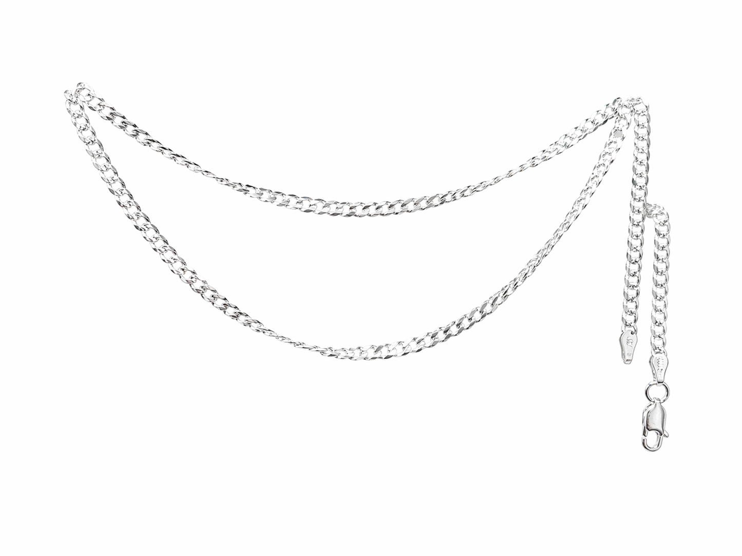 Cadena de Plata .925 - Estilo Barbada Calibre .80 y .60 (45-50-55-60-65cm)