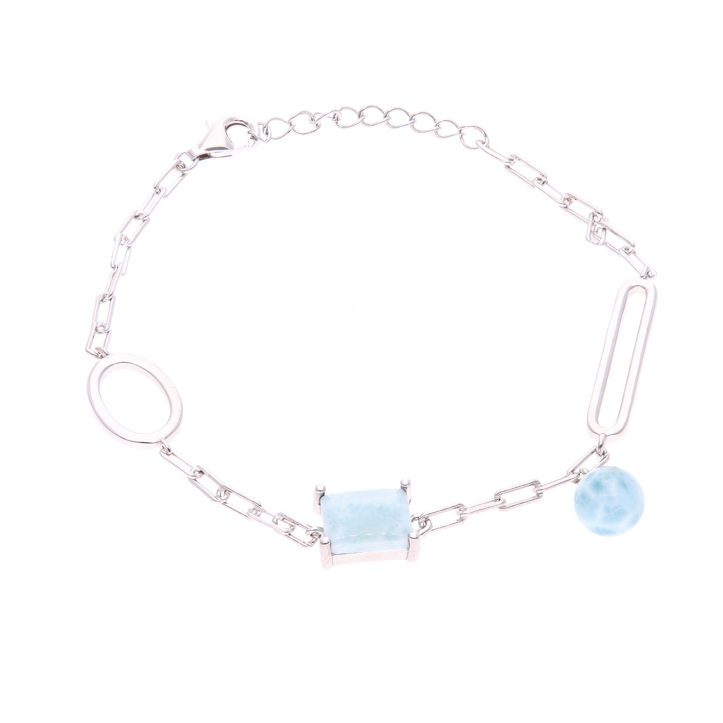 Pulsera Moderna Mixta de Larimar en Plata .925