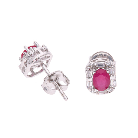 BROQUEL EN PLATA LEY .925, CON RODIO , ZIRCONIA AAA ROJO RUBL Y BLANCO