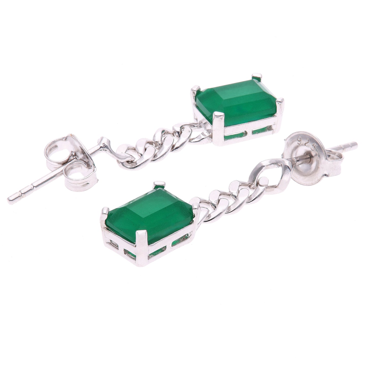 Aretes Plata Ley 925 con Rodio – Zafiro AAA Color Verde Esmeralda
