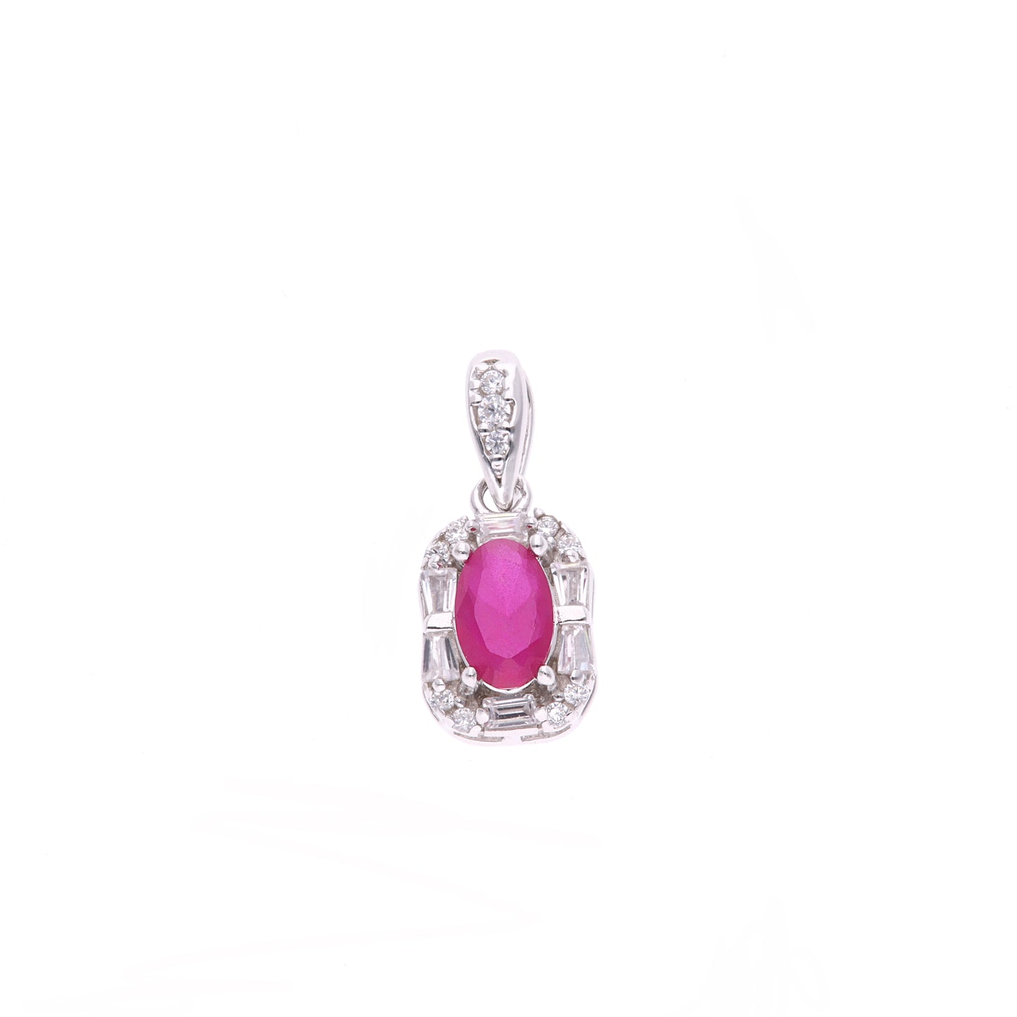 DIJE EN PLATA LEY .925, CON RODIO , ZIRCONIA AAA ROJO RUBI Y BLANCO