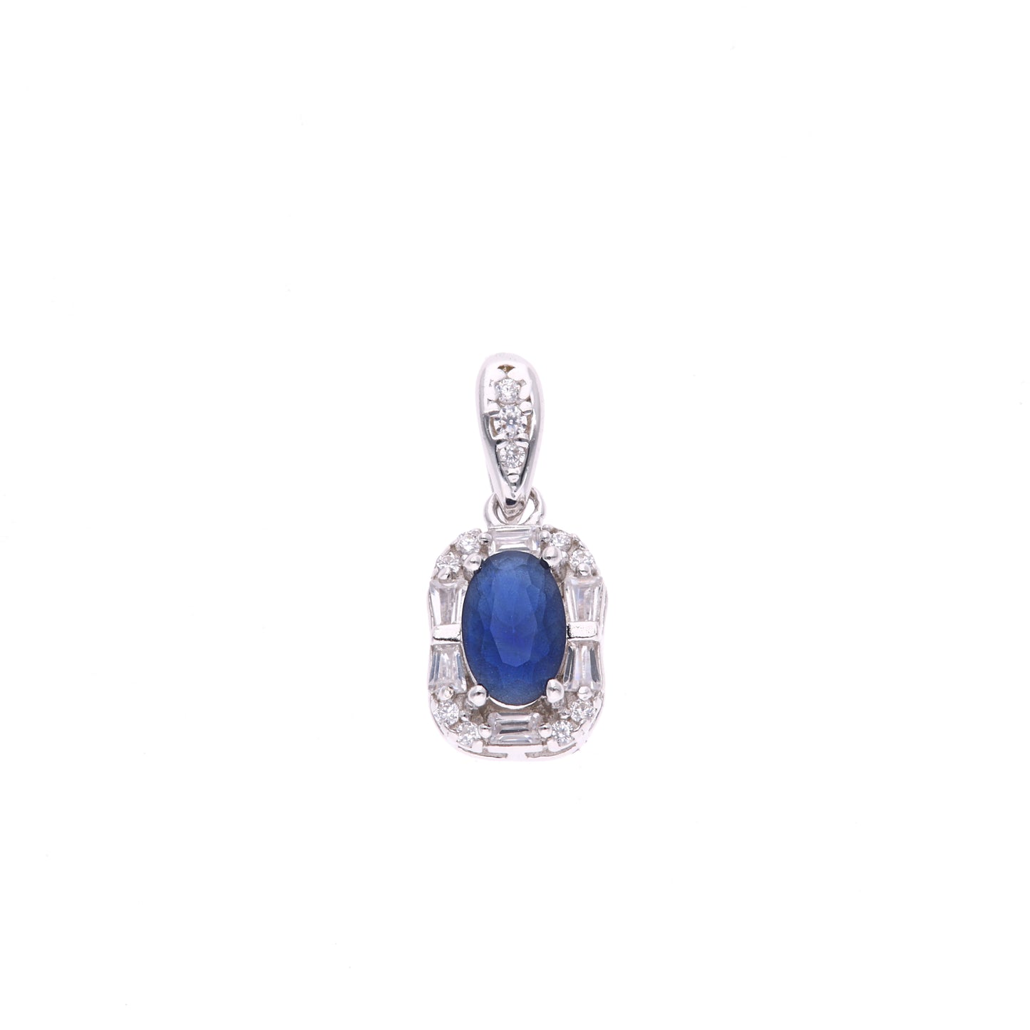 DIJE EN PLATA LEY .925, CON RODIO , ZIRCONIA AAA AZUL ZAFIRO Y BLANCO