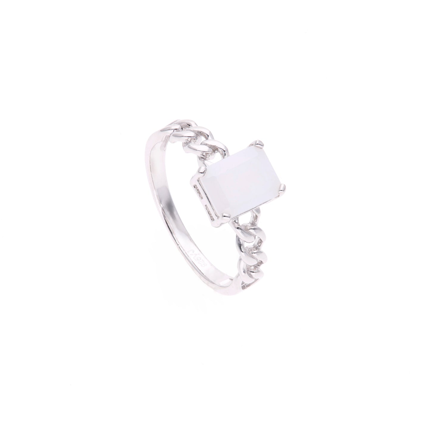 ANILLO EN PLATA LEY .925, CON RODIO , OPALO AAA BLANCO