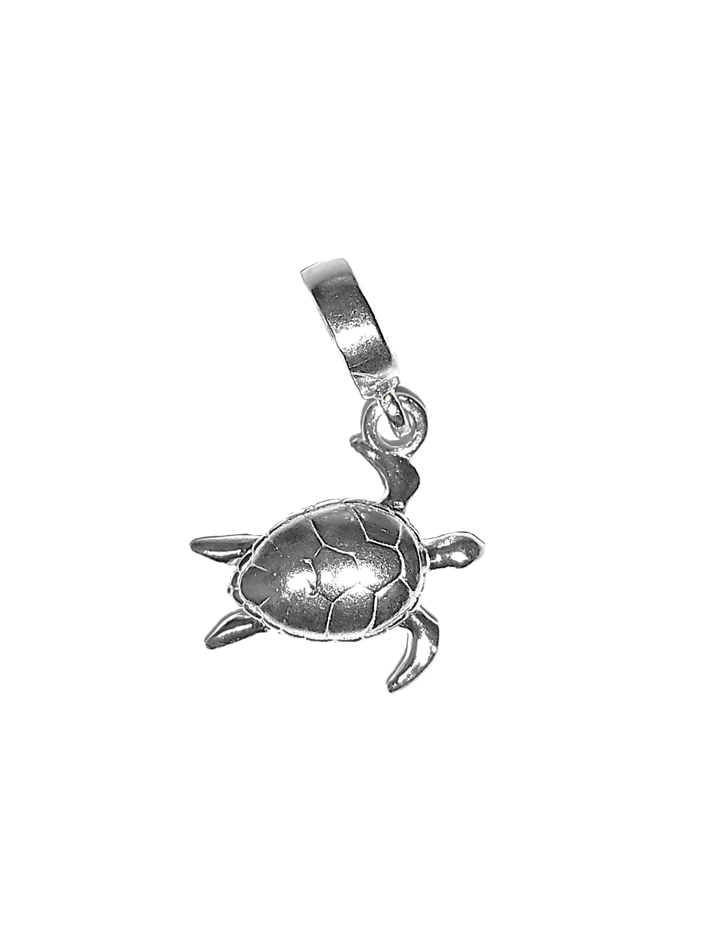 Charm de Plata .925 - Tortuga Marina con Caparazón de Escamas y Arandela Europea