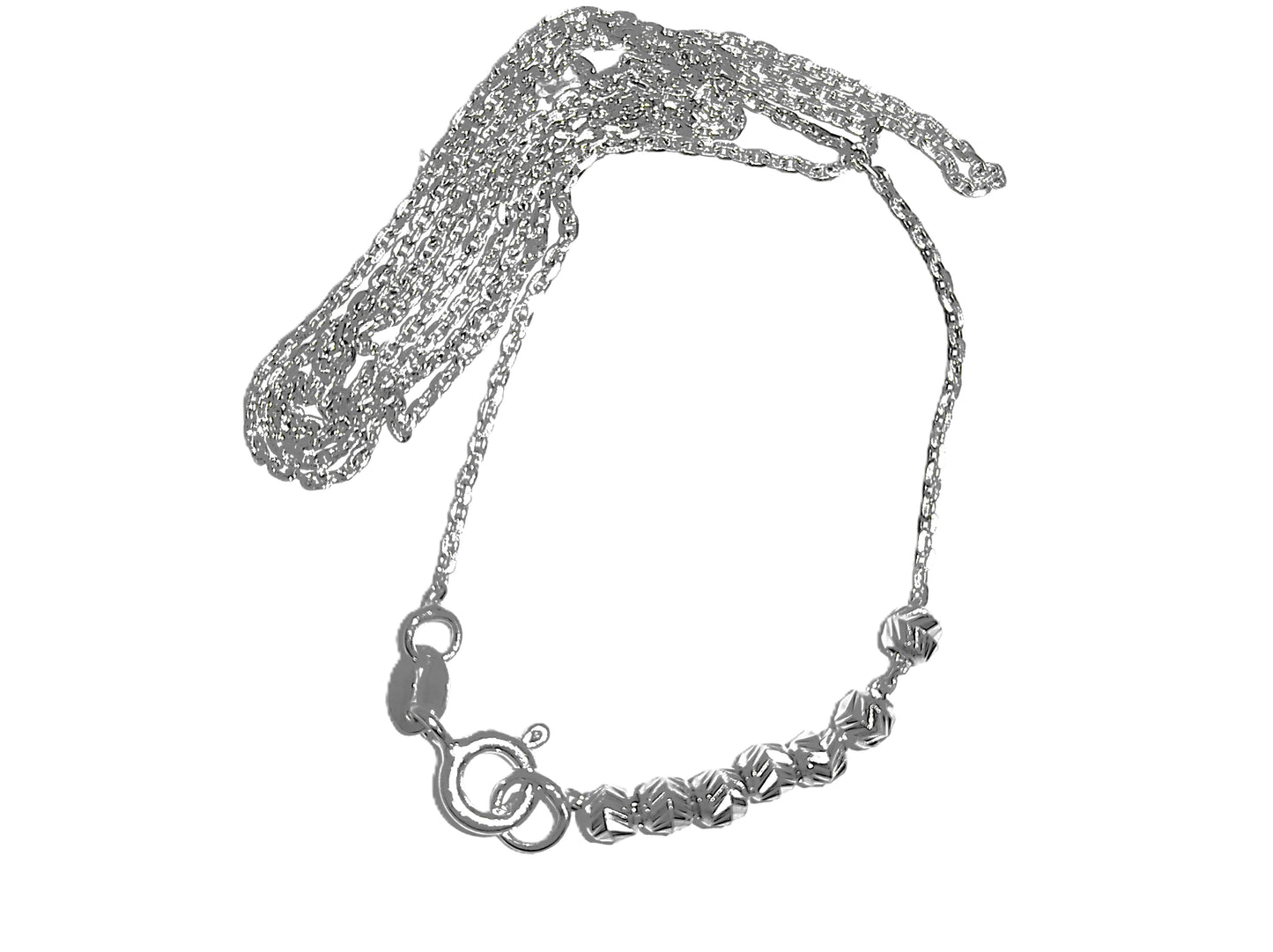 Collar de Plata .925 - Cadena Rolo con Cubos Diamantados Facetados en Degradé