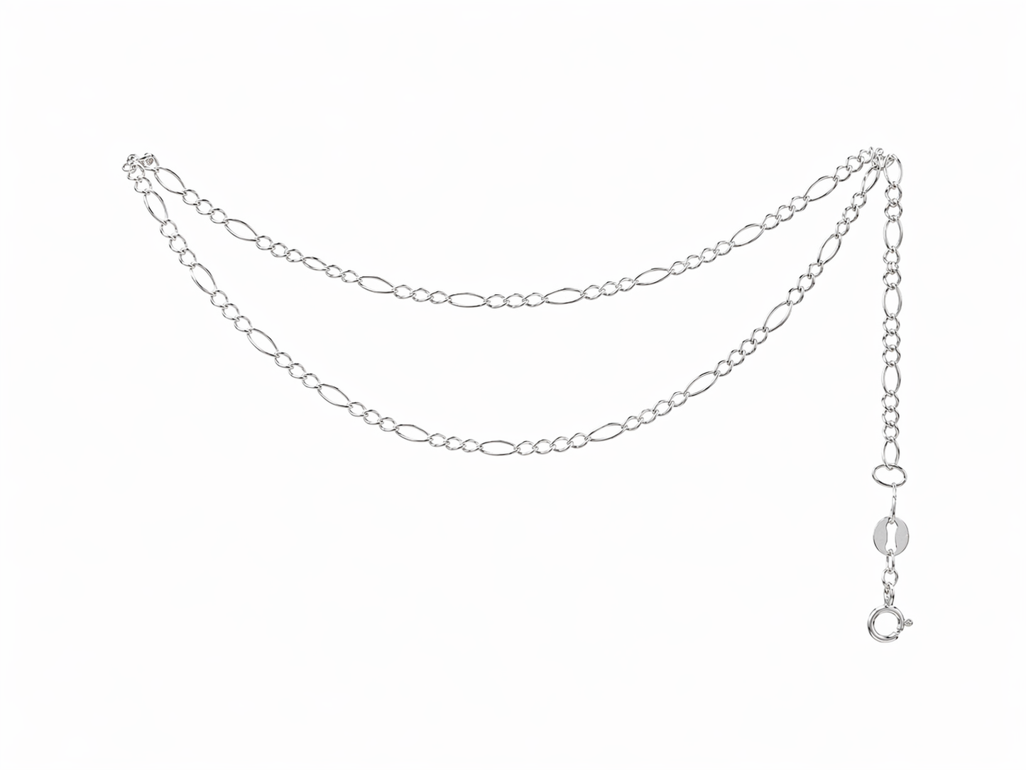 Conjunto Cadena Figaro Doble con Crucifijo San Benito Plata .925