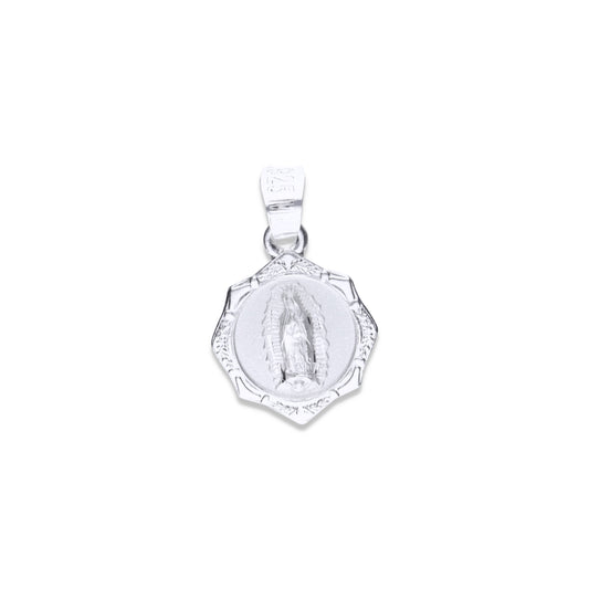 Dije Plata ley .925 Sochapada en diseño de la Virgen de Guadalupe Mod CORONA 7VG - Joyería Religiosa