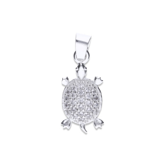 Dije Plata .925 Forma Tortuga con Circonia - Joyería Animal