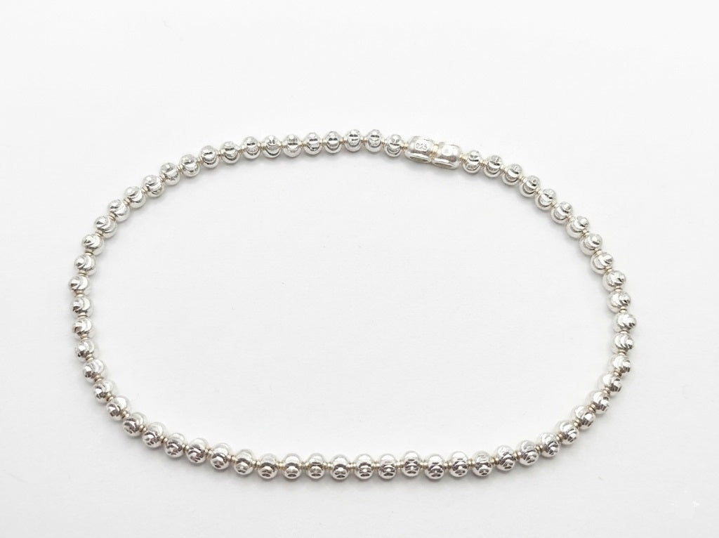 Pulsera de Plata .925 - Bolitas Diamantadas Ajustable