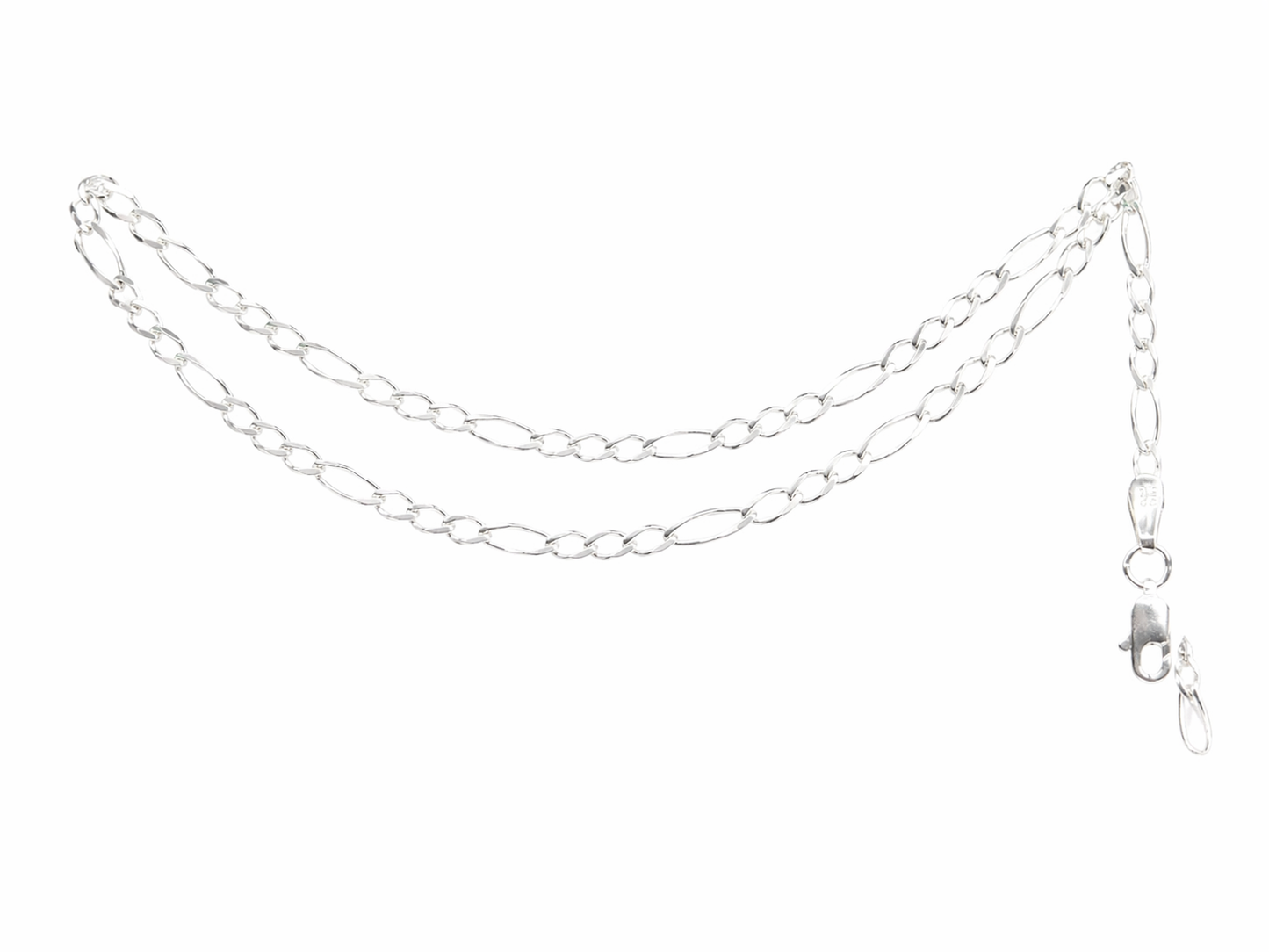 Cadena de Plata .925 - Figaro Tipo Cartier Diamantada Calibre 80 120 — 55 cm 60 cm 65 cm
