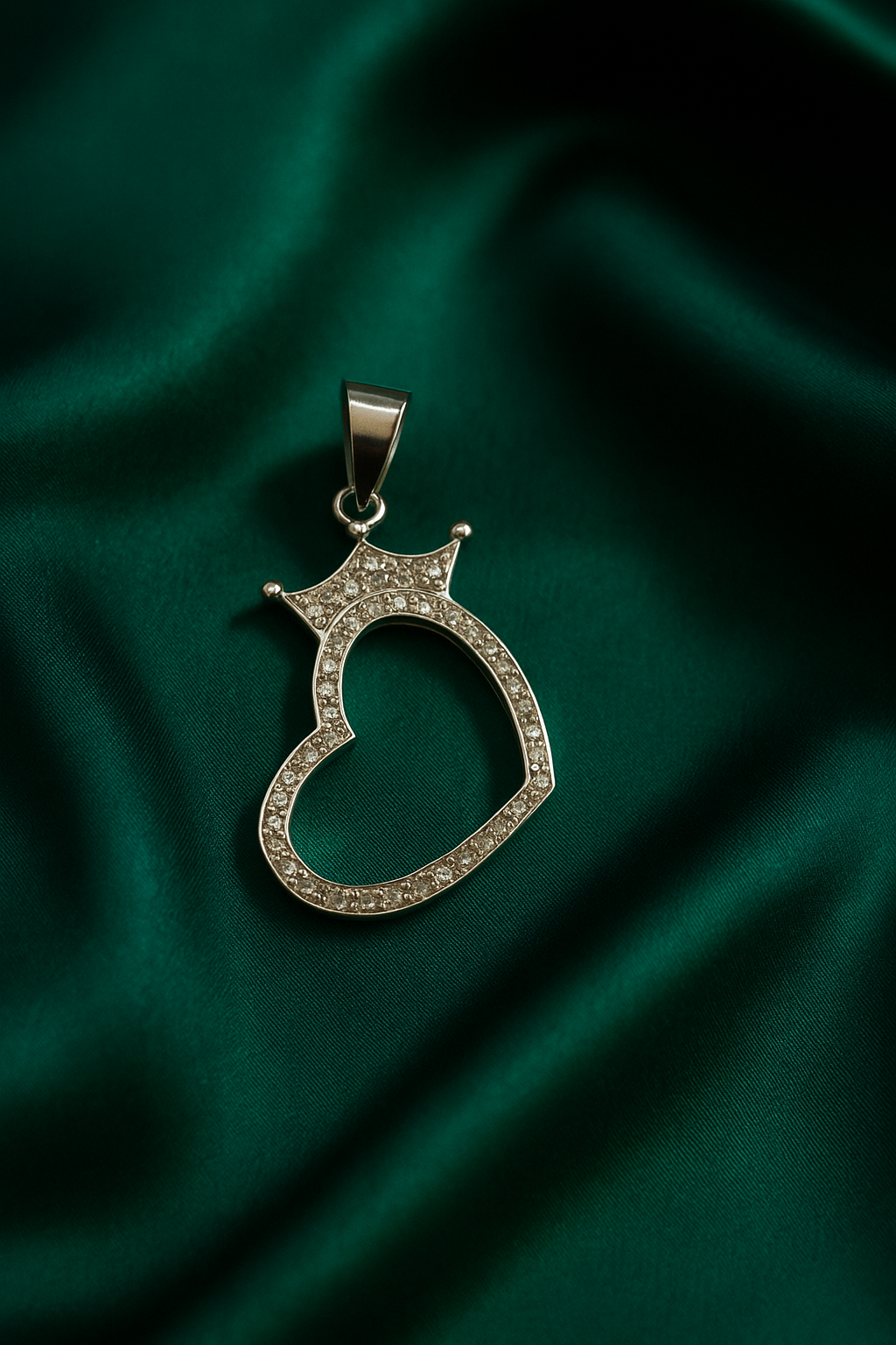 Dije de Corazón con Corona de Plata 925 con Circonias Joyas Finas para Regalo Mujer