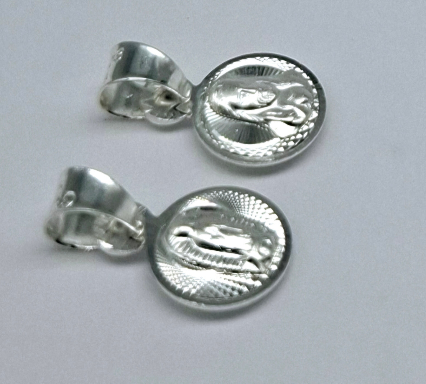 Dije en Plata .925 De doble vista con diseño de la Virgen de Guadalupe-Sagrado Corazón MOD. RD10LPSC3D - Mayoreo y Menudeo