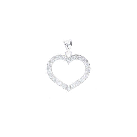 Dije de Plata Ley .925 en Forma de Corazón Calado con Circonia DV009 - Joyería Elegante