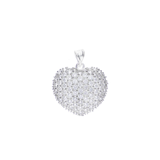 Dije de Plata Ley .925 en Forma Corazón con Circonia - Joyería Elegante