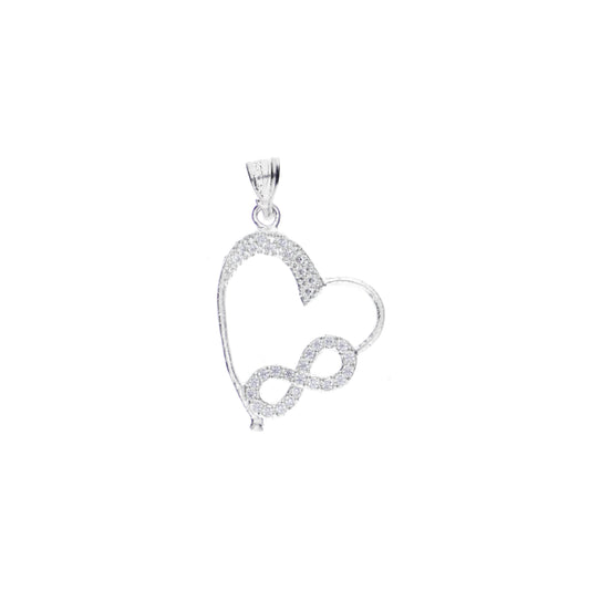 Dije de Plata Ley.925 Forma Corazón Infinito con Circonia - Joyería Elegante