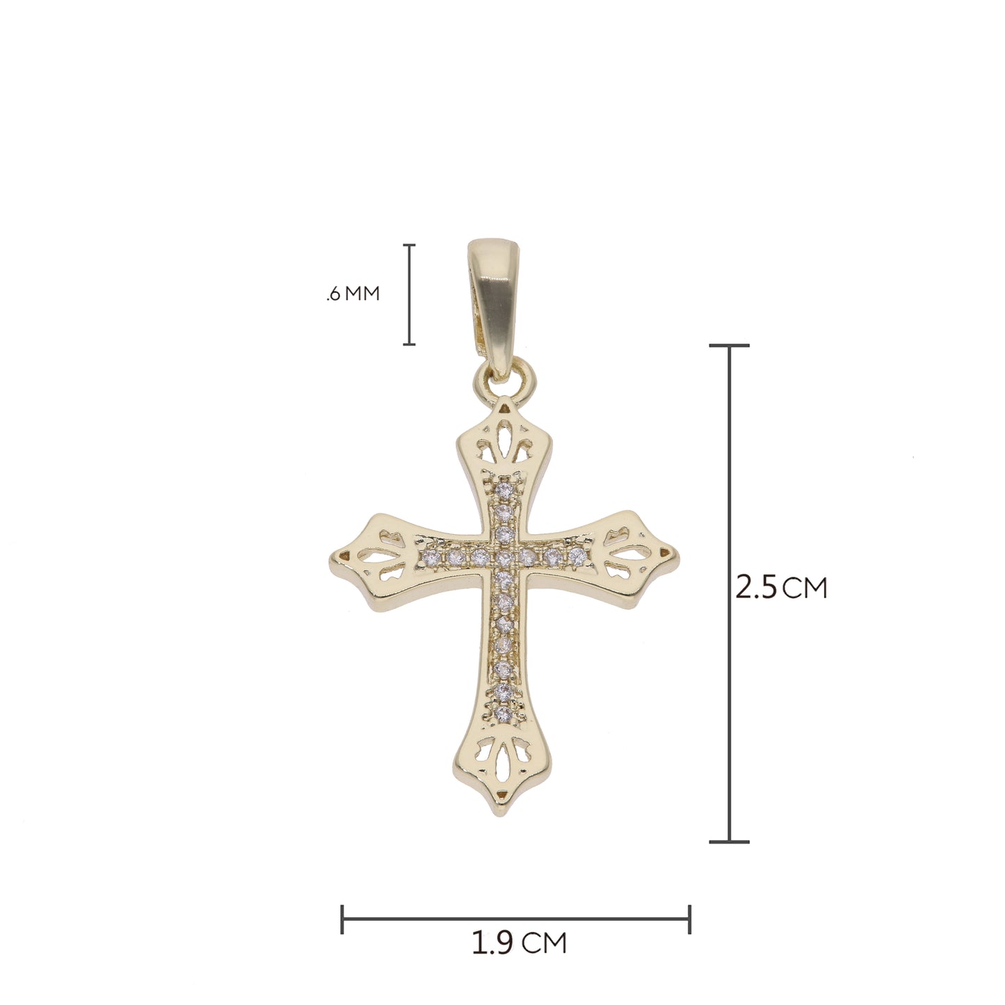 Set Dije y Cadena Cruz Oro laminado con Zirconias y Cadena Rolo