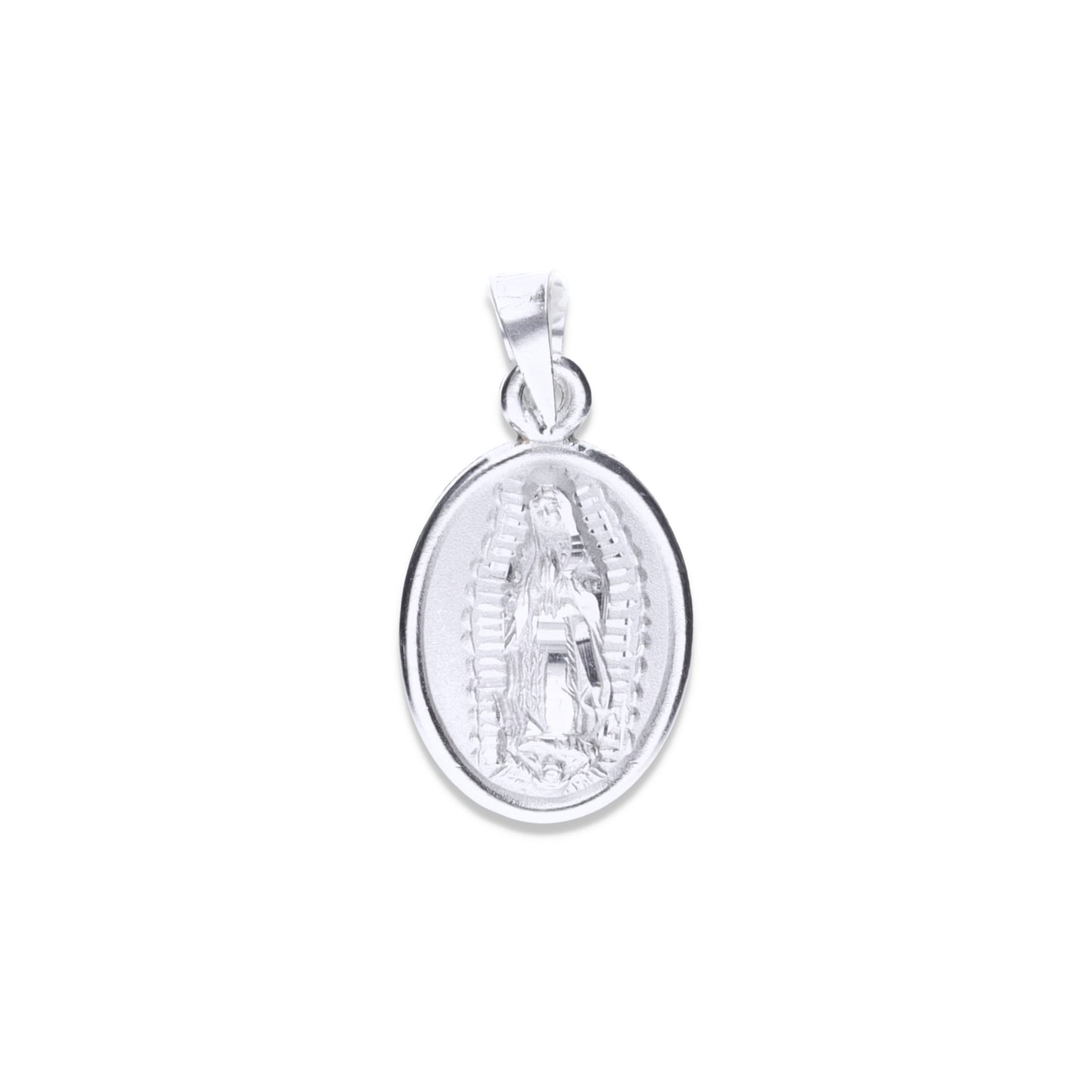 Dije Plata .925 doble vista Sochapáda Virgen de Guadalupe y Sagrado corazón mod. oval 13 VG/SC- Joyería Religiosa
