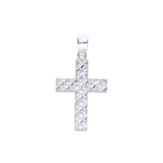 Dije de Cruz Diamantado de Plata Ley .925 DR126 - Joyería Religiosa
