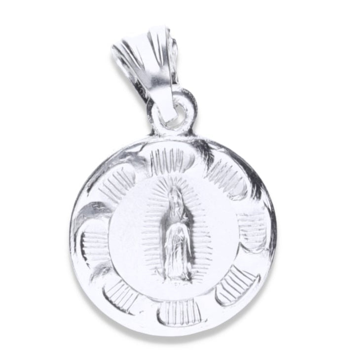 Dije de Plata .925 Doble vista Sochapada Virgen de Guadalupe y Sagrado corazón de Jesús Mod. SYG-13- Joyería Religiosa