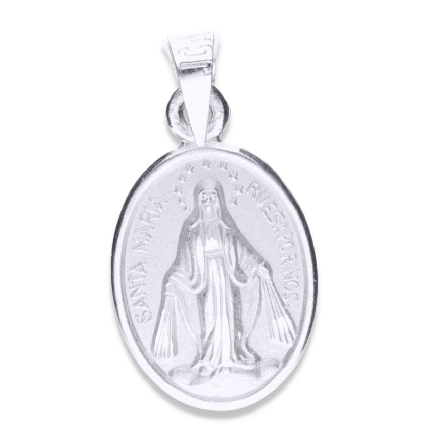 Dije de Plata .925 En forma de la Virgen Milagrosa mod. MILAGROSA OVAL_13 - Joyería Religiosa