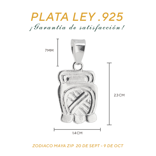 Dije de Plata .925 Zodiaco Maya Zip ( 20 SEP- 9 OCT )