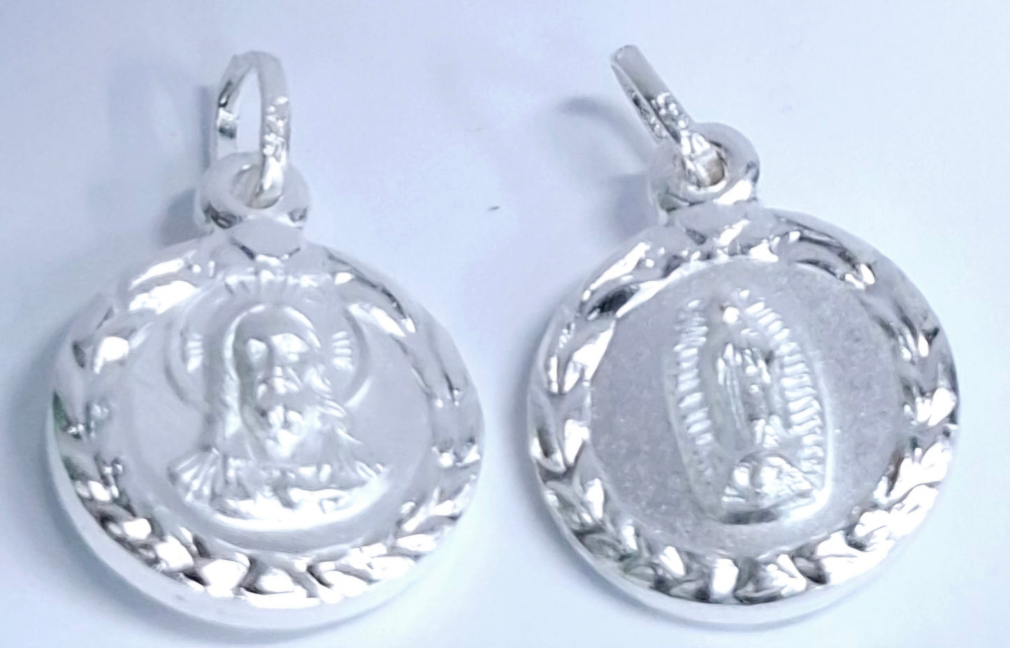 Dije de Plata .925 doble vista Sochapada Virgen de Guadalupe y sagrado corazón de je sus Mod. SYC-19- Joyería Religiosa