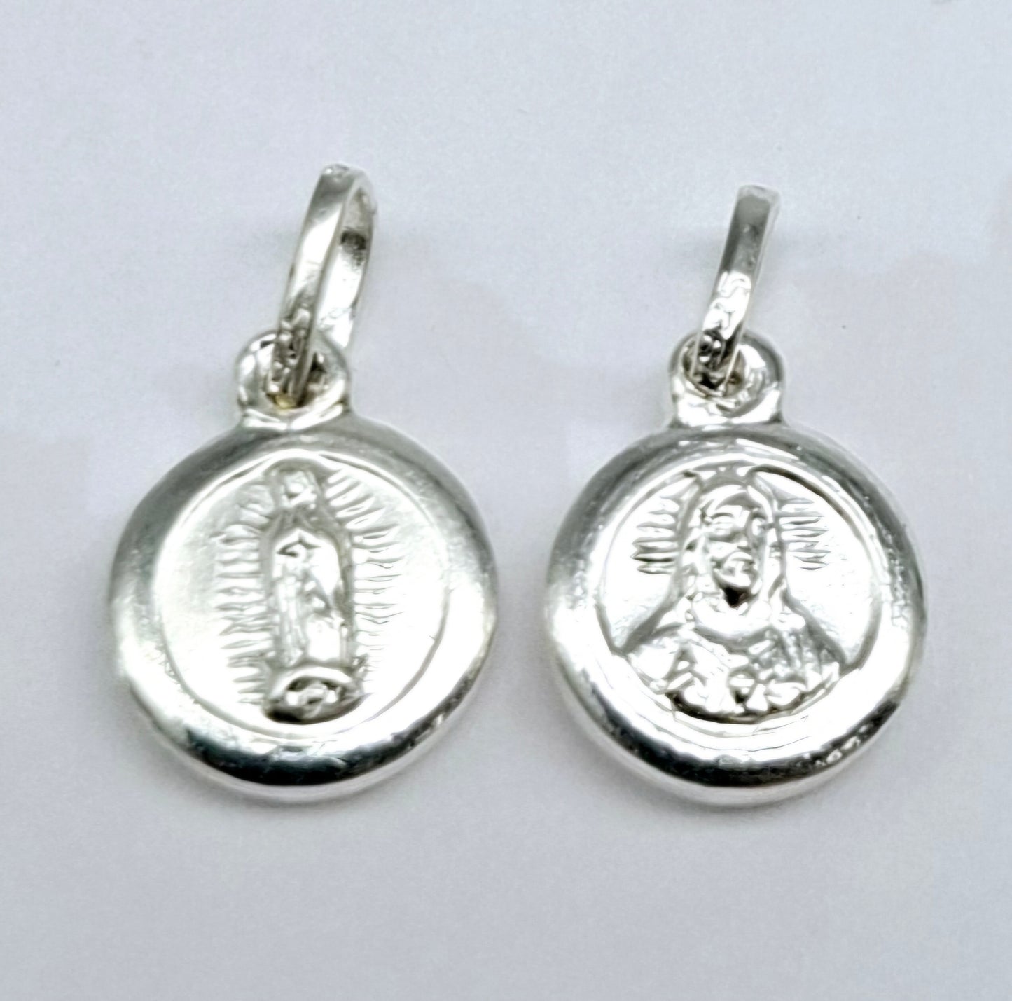 Dije de Plata .925 , doble vista Virgen de Guadalupe y Sagrado Corazón de Jesús mod. SYA-01 - Joyería Religiosa
