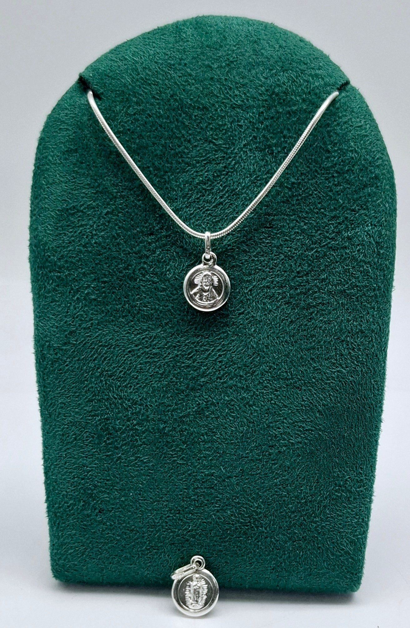 Dije de Plata .925 , doble vista Virgen de Guadalupe y Sagrado Corazón de Jesús mod. SYA-01 - Joyería Religiosa