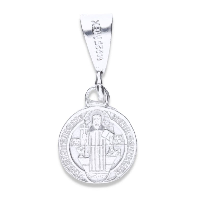 Dije de Plata .925 doble vista en forma de San Benito Mod. FBD-156 - Joyería Religiosa